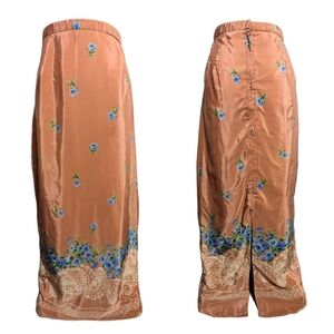 Vintage 70s Long Skirt Vintage boho Orange Skirt Fairycore Whimsygoth Floral